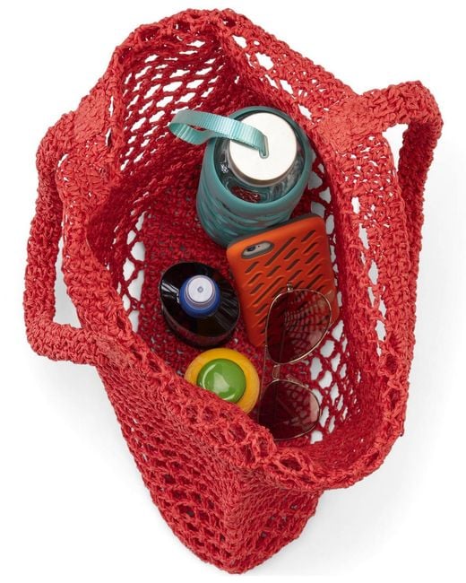 Lands' End Red Openweave Straw Bag