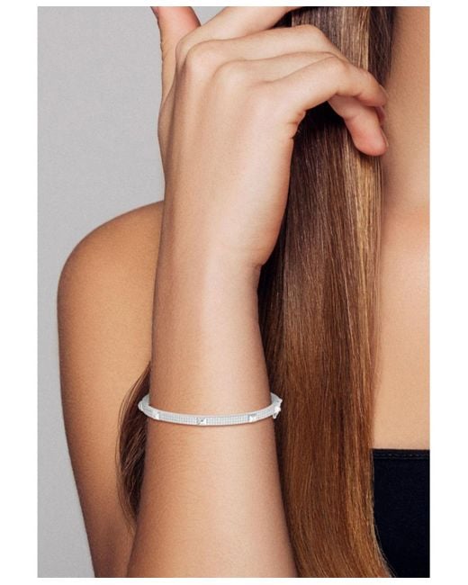 Rachel Zoe White 14k Gold Plated Sterling Nail Head Pave Bangle