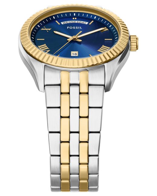 Fossil Metallic Campbell Three-hand Day-date Stainless Steel Watch for men