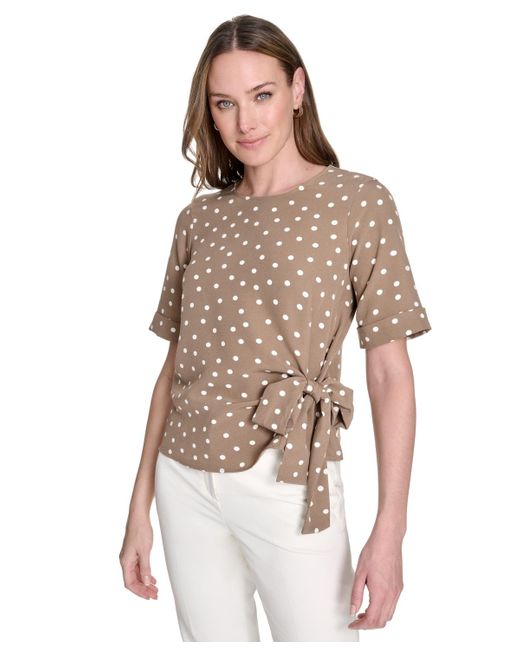 Tommy Hilfiger Multicolor Dot-print Tie-waist Short-sleeve Top