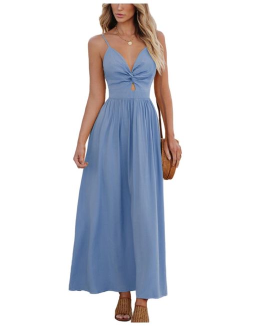 CUPSHE Blue Front Twist & Keyhole Maxi Beach Dress