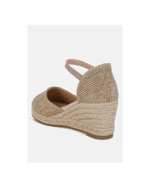 London Rag Wedge LONDON RAG Kalista Raffia Woven Wedge Sandals in Metallic | Lyst