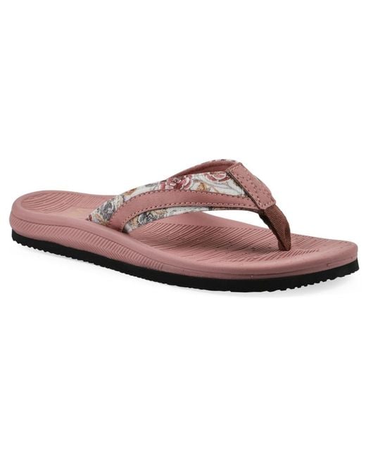 White Mountain Pink Bays Round Toe Flat Sandals