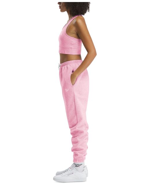 Reebok Pink Identity Small Logo Fleece joggers