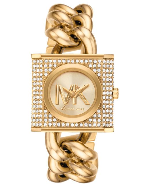 Michael Kors Metallic Mk Mini Lock Pavé-Tone Chain Watch