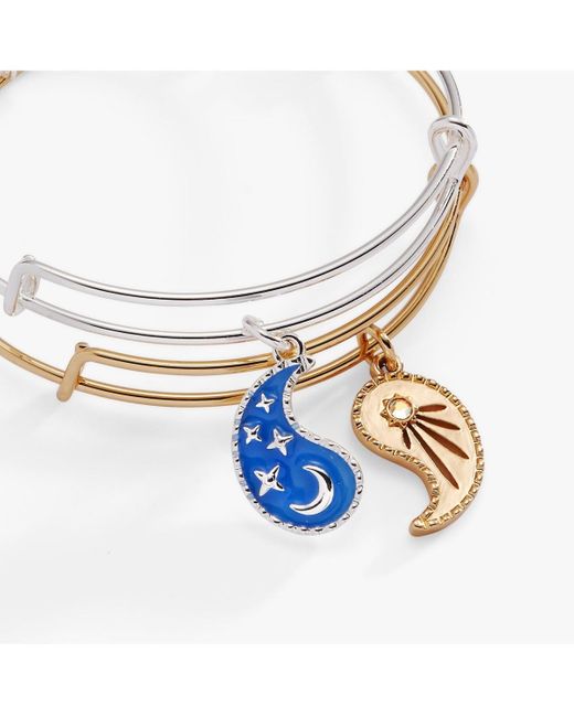 ALEX AND ANI White Yin Yang Celestial Bff Bangle Bracelet Set Of 2