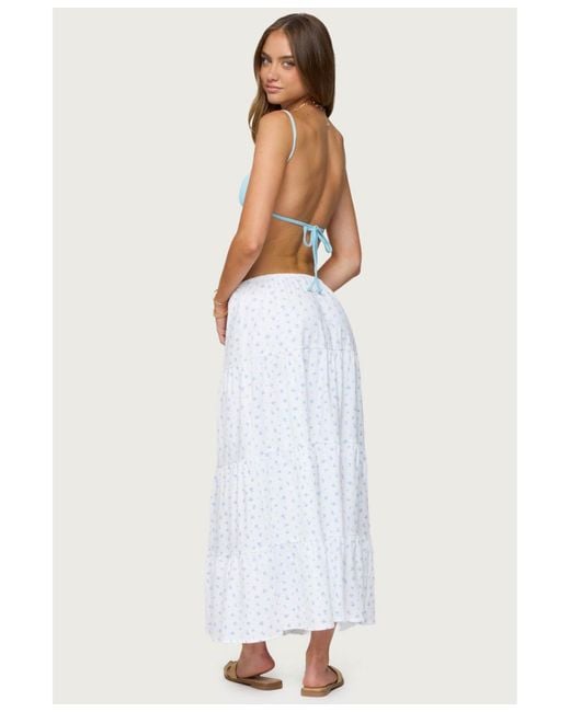 Edikted Blue Jinx Polka Dot Open-back Top