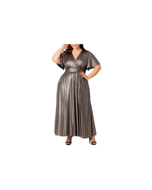 Kiyonna Black Plus Size Evania Metallic Evening Gown