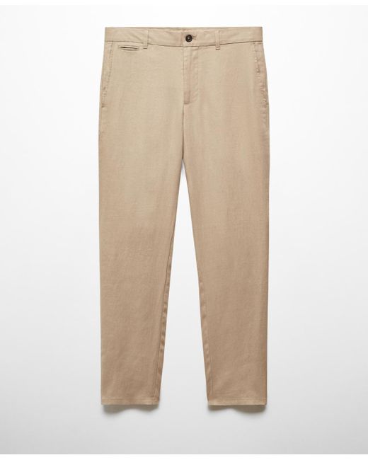 Mango Natural Slim-fit 100% Linen Pants for men