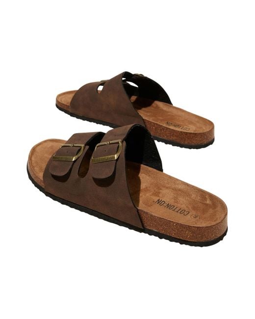 Cotton On Brown Double Buckle Sandal for men