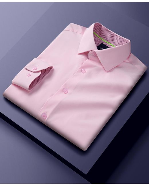 Tom Baine Pink Slim Fit Performance Solid Button Down Shirt for men