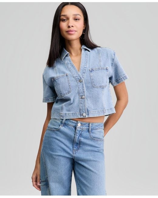 And Now This Blue Patchwork Denim Shirt