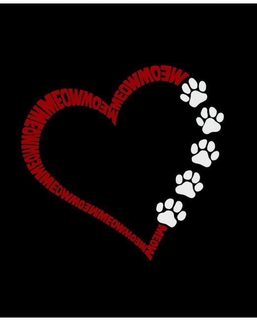 LA Pop Art Black Meow Heart Raglan Baseball Word Art T-shirt for men