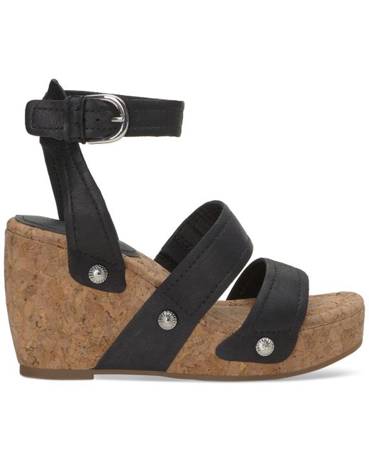 Lucky Brand Brown Valintina Strappy Platform Wedge Sandals