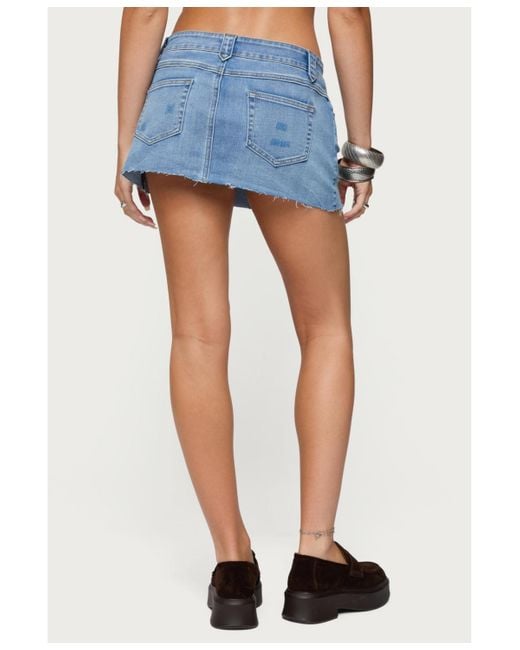 Edikted Blue Lury Denim Mini Skort