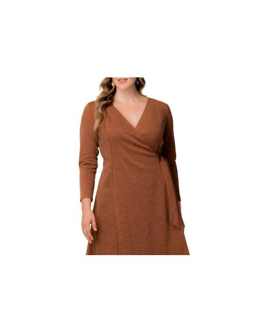 Kiyonna Black Plus Size London Sweater Knit Wrap Dress