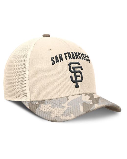 Nike Natural San Francisco Giants Camo Pack Rise Adjustable Trucker Hat for men