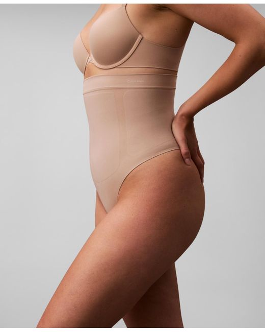 Calvin Klein Brown Secure Extra Firm Sculpt Thong Shaping Underwear Qf8116