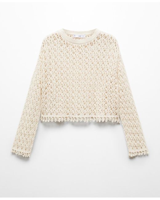 Mango Natural Cotton Crochet Sweater