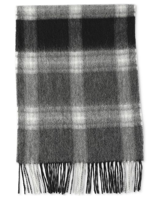 Club Room Black Maxwell Plaid Cashmere Scarf for men
