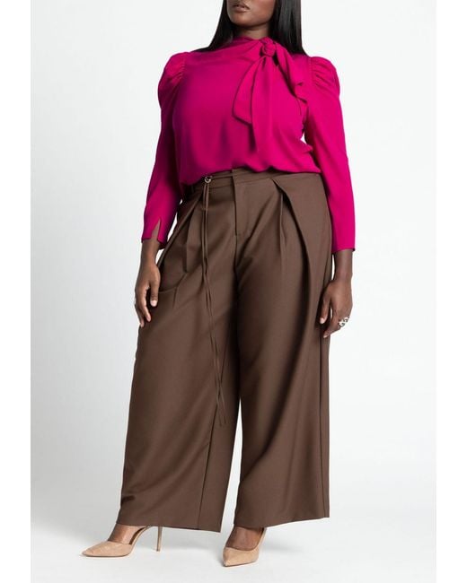Eloquii Red Plus Size Drape Front Blouse