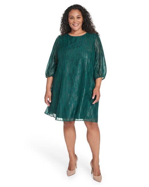 macy's calvin klein green dress Calvin Klein Plus Size 3/4-sleeve Shift Dress in Green