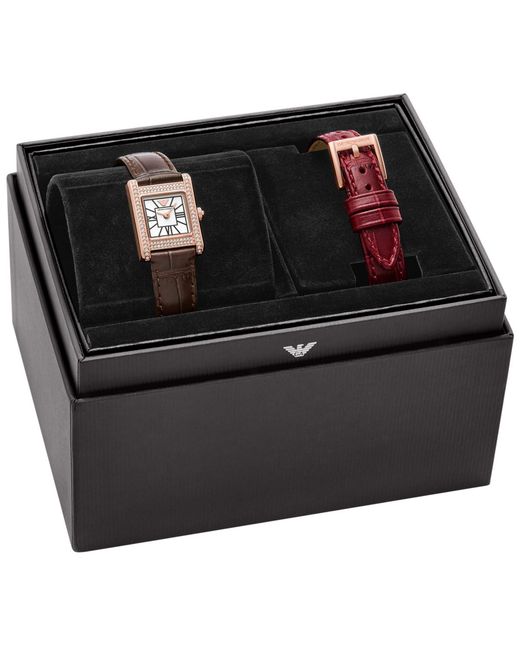 Emporio Armani Multicolor Interchangeable Leather Strap Watch Set