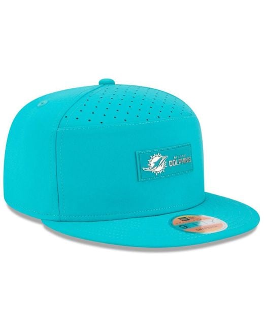 KTZ Blue Miami Dolphins 2025 Sideline Split Panel 9fifty Snapback Hat for men