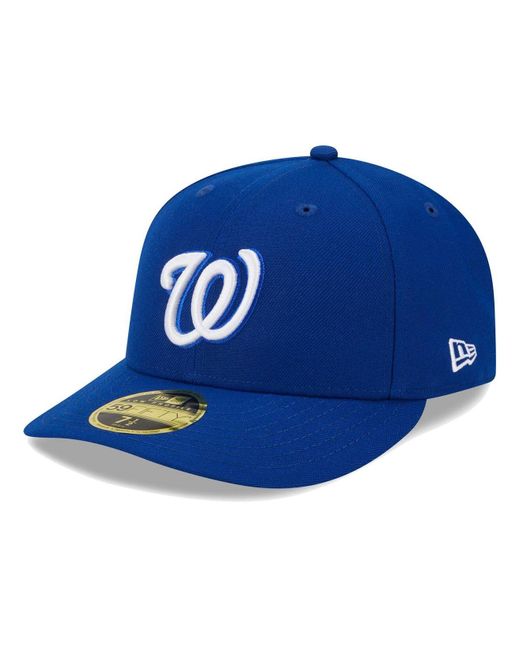 KTZ Blue Royal Washington Nationals White Logo Low Profile 59fifty Fitted Hat for men