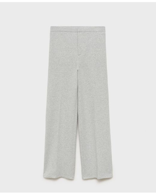 Mango Gray Elastic Waist Straight-fit Pants