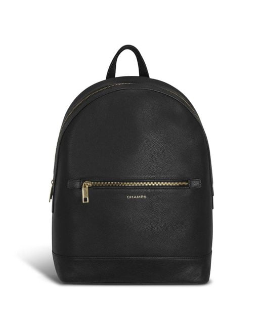 CHAMPS Black Leather Backpack for men