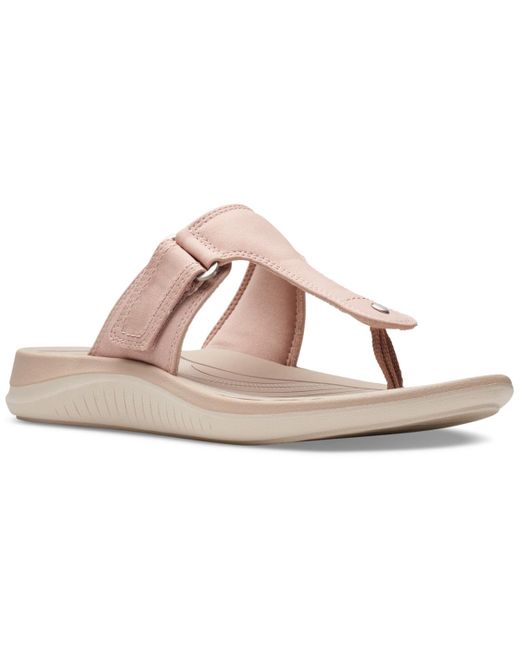 Clarks Pink Glide Walk T-strap Slip-on Thong Sandals