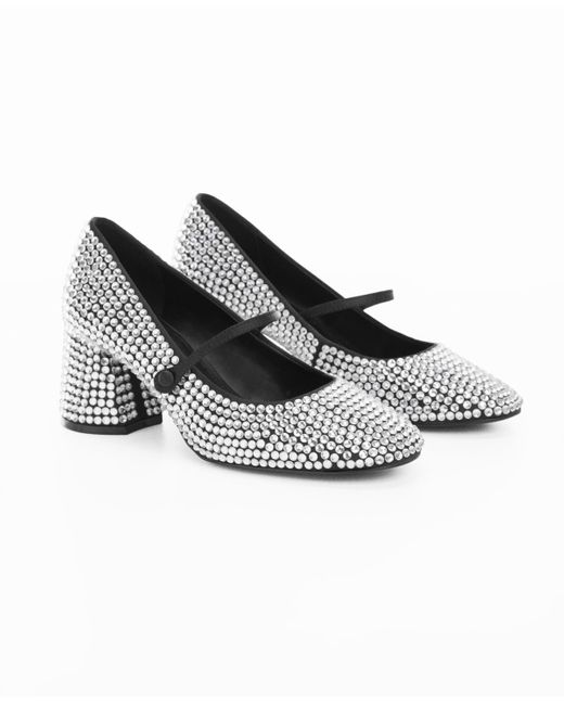 Mango Metallic Rhinestone Block-heeled Shoes