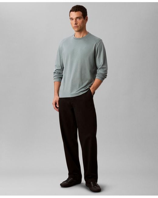 Calvin Klein Gray Crewneck Long Sleeve T-shirt for men