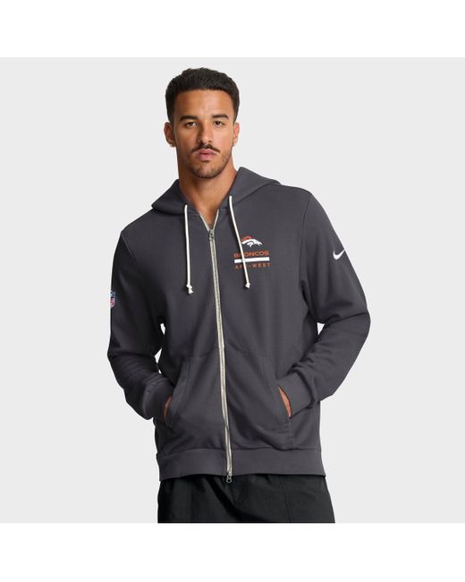 Nike Gray Denver Broncos Sideline Standard Issue Utility Player Dri-fit Full-zip Hoodie for men