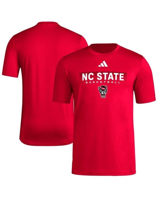Adidas Red Nc State Wolfpack Locker On-court In The Fade Pregame Aeroready T-shirt for men