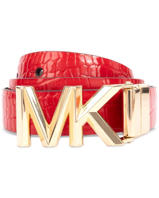 Michael Kors Red Michael Reversible Leather Belt