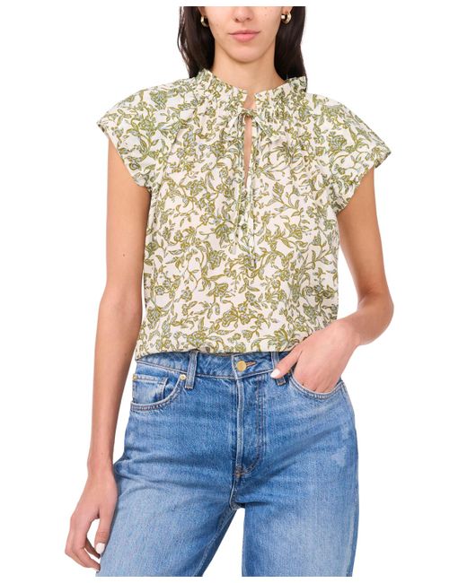 Parker Blue The Rowan Printed Cotton Ruffled Top