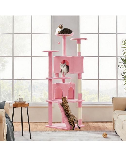Aronkl Pink Multi-level Cat Tree Tower