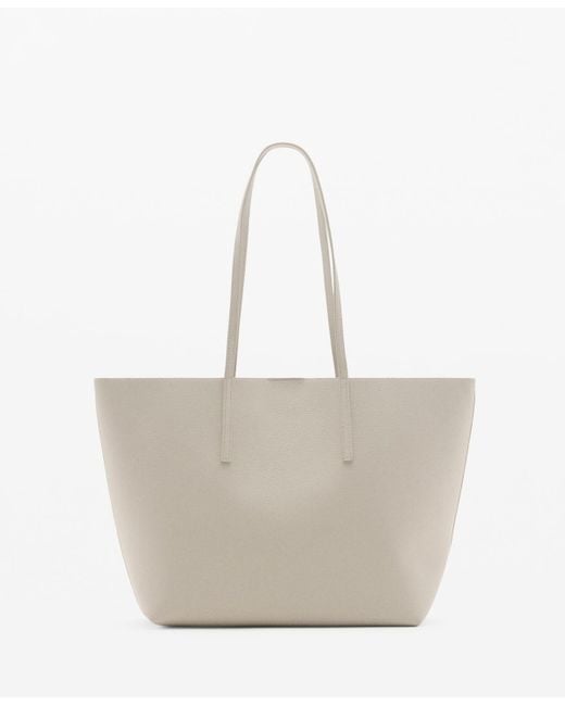 Mango White Pebbled Effect Shopper Bag