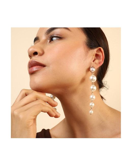 SOH White Pearl Statement Drop Earrings