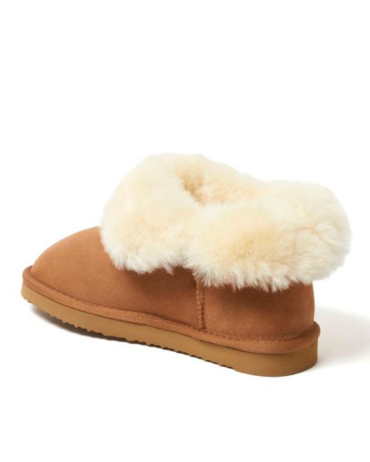 Dearfoams Brown Fireside By Perth Genuine Shearling Foldover Boot
