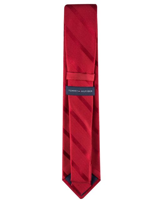Tommy Hilfiger Red Solid Textu Stripe Tie for men