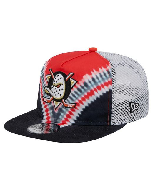 KTZ Red Black/orange Anaheim Ducks Throwback V-dye Adjustable Golfer Hat for men