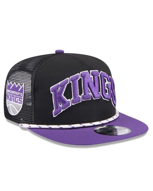 KTZ Multicolor Black/purple Sacramento Kings Throwback Team Arch Golfer Snapback Hat for men