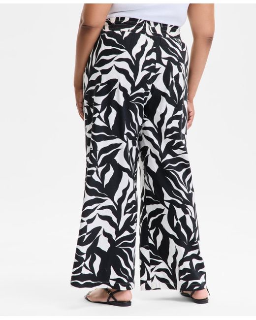 INC International Concepts White Plus Size Printed Wide-leg Pants