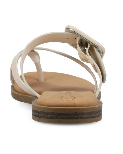 Journee Collection White Layra Strappy Buckle Flat Sandals