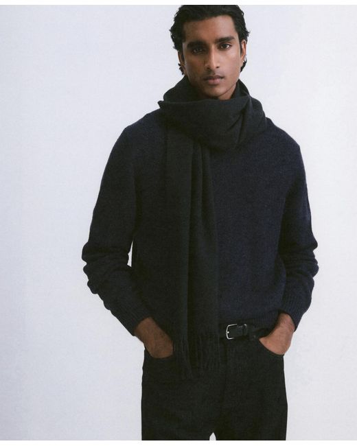 Mango Blue Structured Wool-blend Knitted Sweater for men