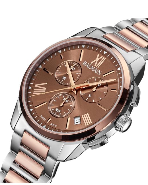 Balmain Gray Swiss Chronograph Madrigal Two-tone Stainless Steel Bracelet Watch 42mm for men