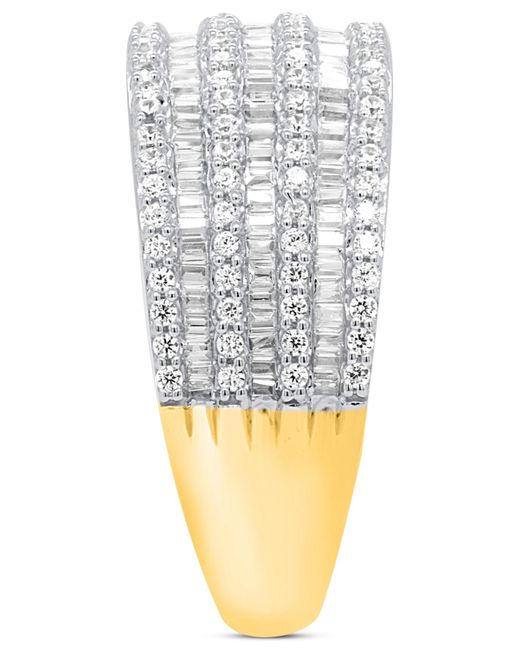 Macy's White Diamond Round & Baguette Multirow Statement Ring (1 Ct. T.w.